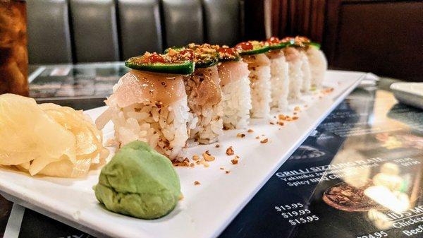 Garlic Tsunami Roll, sub Albacore.