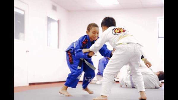 TL and Leo having a good time training. Our kids classes are offered six days a week for ages 4-14. Come check us out!