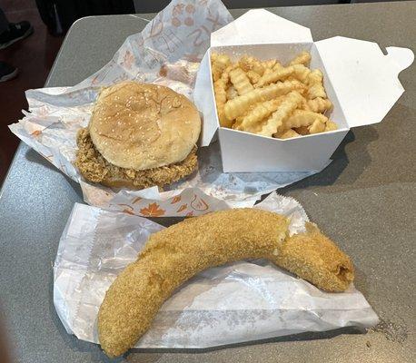 Chicken Burger, French Fries, Fried Banana(1pcs)