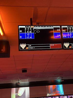 And the result of hitting the 1 pin. A strike what a cheating game!