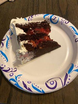 Delicious slice of specialty Black Forest cake!