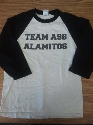 3/4 jersey Team ASB shirt.  Students' last names on back, sports-style.