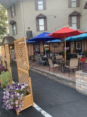 Looking in at the patio from the street.