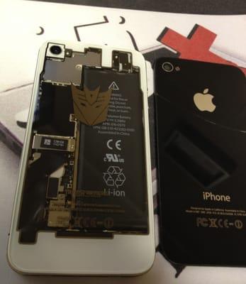 iPhone 4S customized to a clear transformer back.