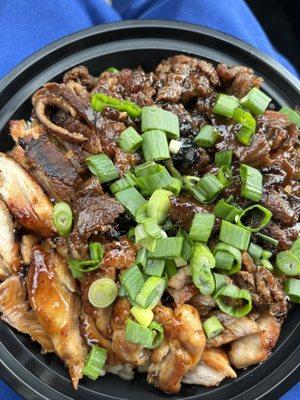 Teriyaki chicken and steak bowl.