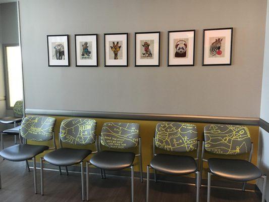 Fun art adorns the walls of our new Maple Lawn location.