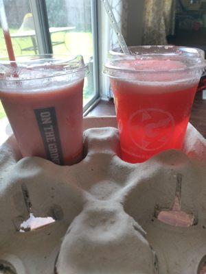 Strawberry smoothie (left) and strawberry lemonade (right). So refreshing!!