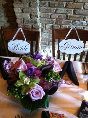 Rehearsal Dinner at Culpepper Steak House.  Flowers by Sabrina's Flowers