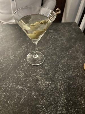 Martini with blue cheese stuffed olives