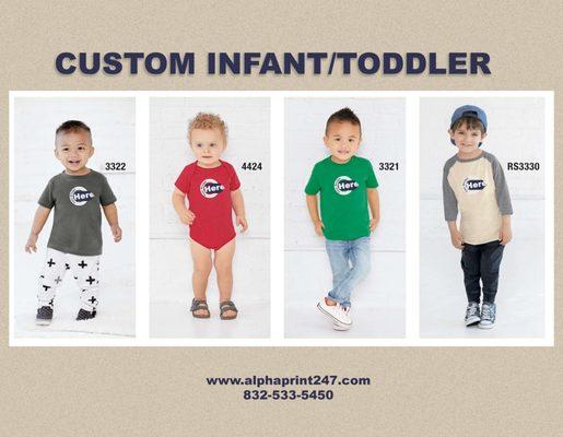 Custom infant or toddler tees, Customize your own kids tees, if you don't have design we can help you.