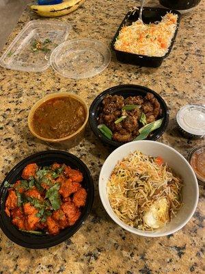 Gobi Manchurian, Kadai Vegetable, Egg Dum Biryani, Chicken 65