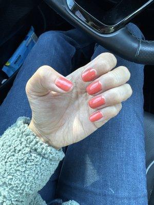 Number 99 OPI gel nail  Orangey/salmon