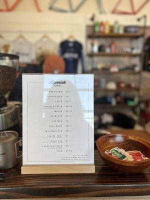 Coffee menu