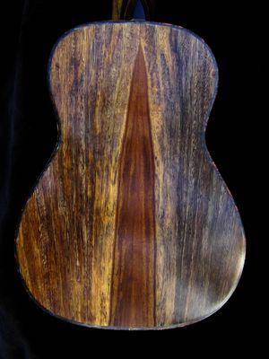 The back of the kolohala/sitka spruce tenor ukulele.  Rare and drop dead gorgeous.