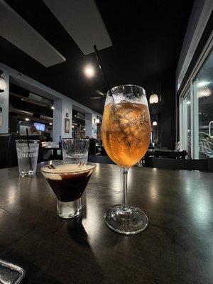 Espresso martini and aperol spritz