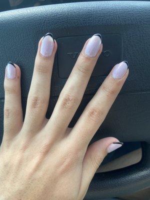 Gel nails with a black French tip! 10/10