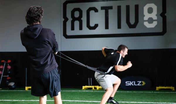 NFL rookie, Drew, putting in work in Activ8's NFL offseason training program.