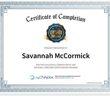 #caregiver #healthcare  My certificate of completion for categiving