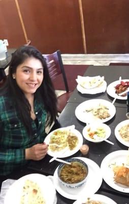 Many plates of delicious Bangladeshi food!