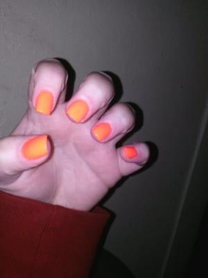 Bright orange Acrylics.