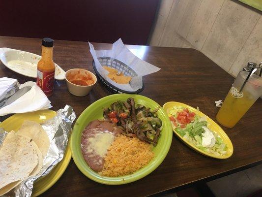 Lunch Steak Fajitas w/ Mango again de fresca