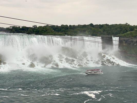 06.11.23 the Bridal Veil Falls next to the larger American Falls... and the Hornblower