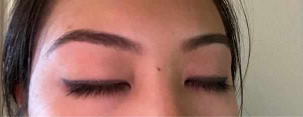 very clean eyebrows post threading  done by Mandy- she did such a great job cleaning them up & making them more even!