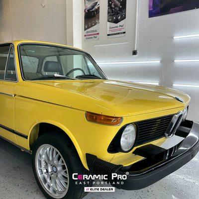 Paint Protection Film installed on a 1979 BMW 2002 with ceramic coating on top