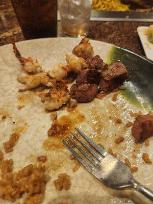 This was how much me and my fiance split on the steak and lobster we both got sane portion