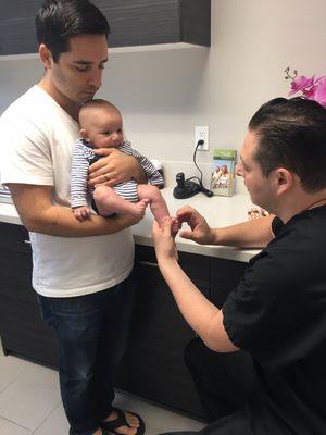 Baby's first foot check up. Our family loves Dr. Zeetser!