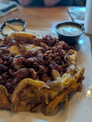 Bacon cheese fries...get these, dip them in the ranch!