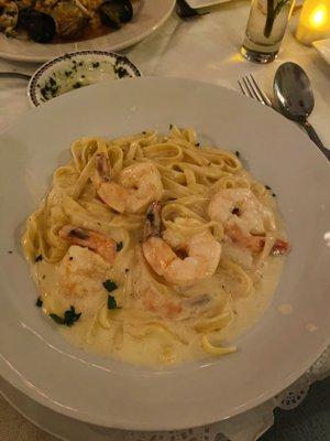 Fettuccini Alfredo add Shrimp