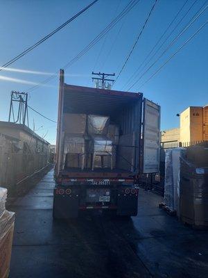 Pinball machine loaded to the container