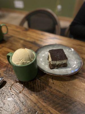 Salted Carmel Ice Cream and Tiramisu.