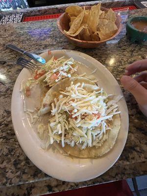 Papa, chicken, and desebrada taco. Papa taco in particular was surprisingly good.