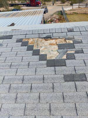 Missing Shingles from wind Storm