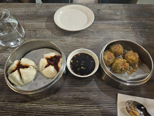 BBQ pork steam buns and Shumai.