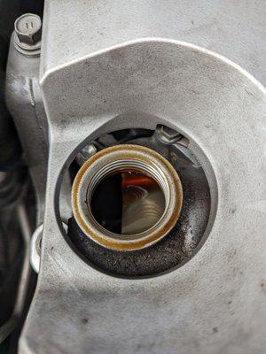 Oil fill hole