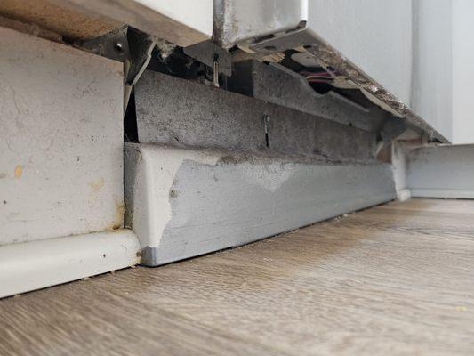 Baseboards under dishwasher