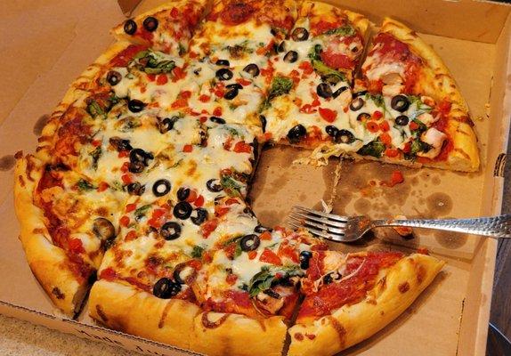 Yum...take out, Mediterranean pizza