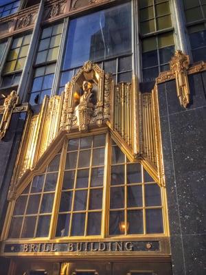 Beautiful Gold Windows on Brill Building, building built in 1931