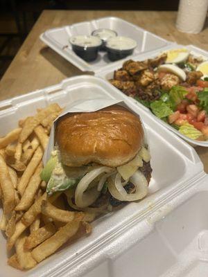 Cajun burger , Cobb salad