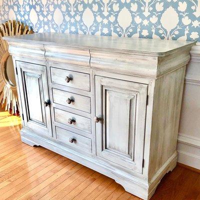 Custom lacquer faux finish by Renew Home Furnishings