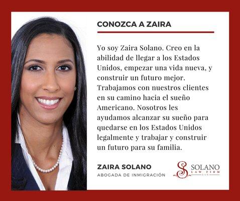 Nuestra aboga Zaira Solano