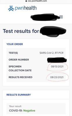 Oh thanks for sending our results 10 DAYS later! Thanks for ruining my trip to Hawaii. Get a better system. Figure it out.