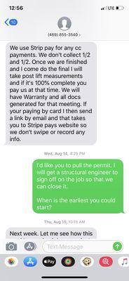 He said he would accept credit card before even securing the job. He made it seem like I "pulled this on him last minute"??