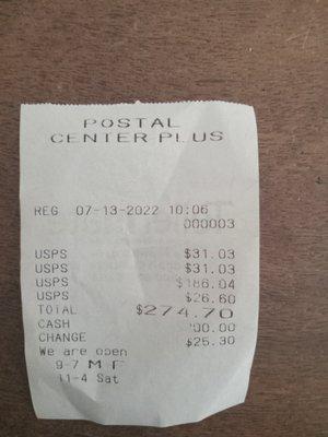 Shipping receipt