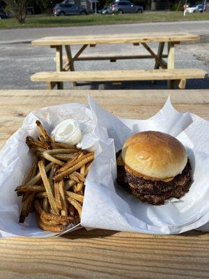 Impossible burger special with fries