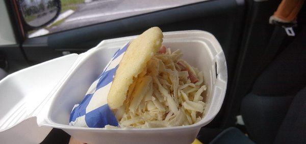 Arepa w ham and cheese