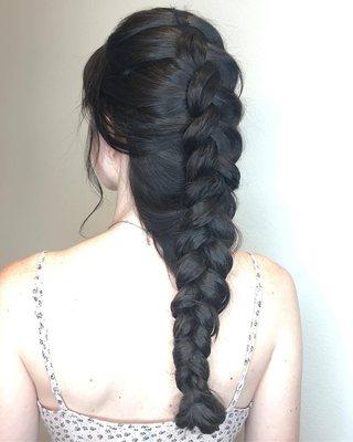 Perfect special-event Dutch braid by Sarah  at the First Street location of Nuovo Salons in Sarasota, FL.